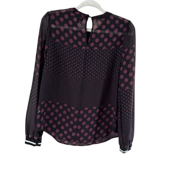 Who What Wear Black Brown Circle Sheer Blouse XS - Picture 9 of 9